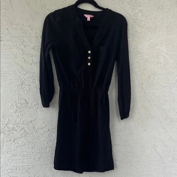Lilly Pulitzer Elegant Black Long Sleeve Dress - Picture 3 of 7